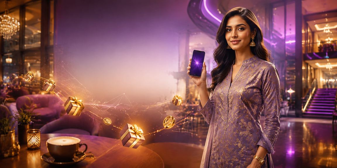 Indian woman using mobile casino app in traditional attire