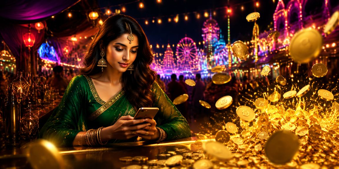 Indian woman playing Teen Patti responsibly using mobile
